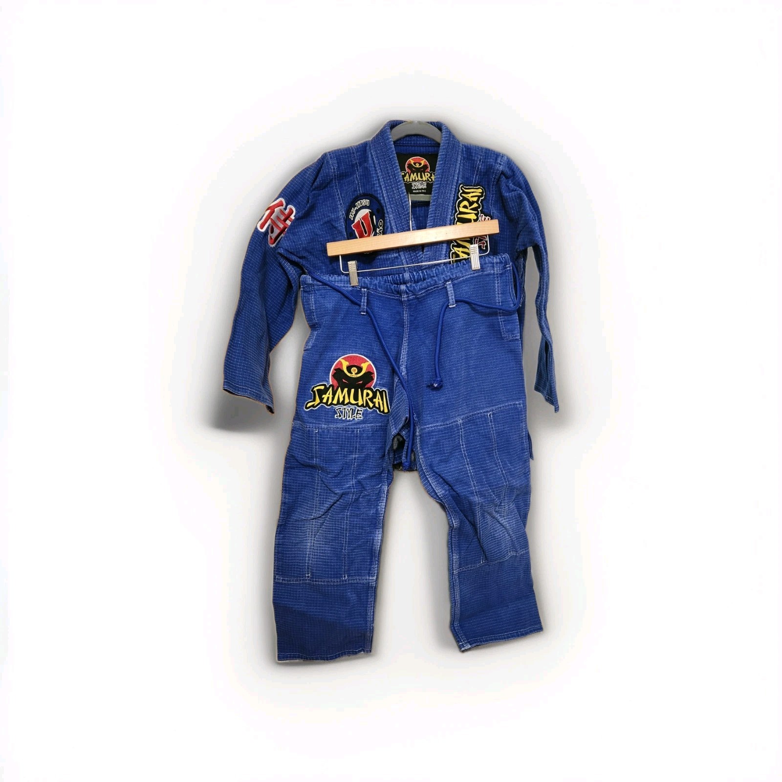 Samurai Style Nova Uniao BJJ Gi A0 Blue Vintage Ripstop Grid Jiu Jitsu Kimono