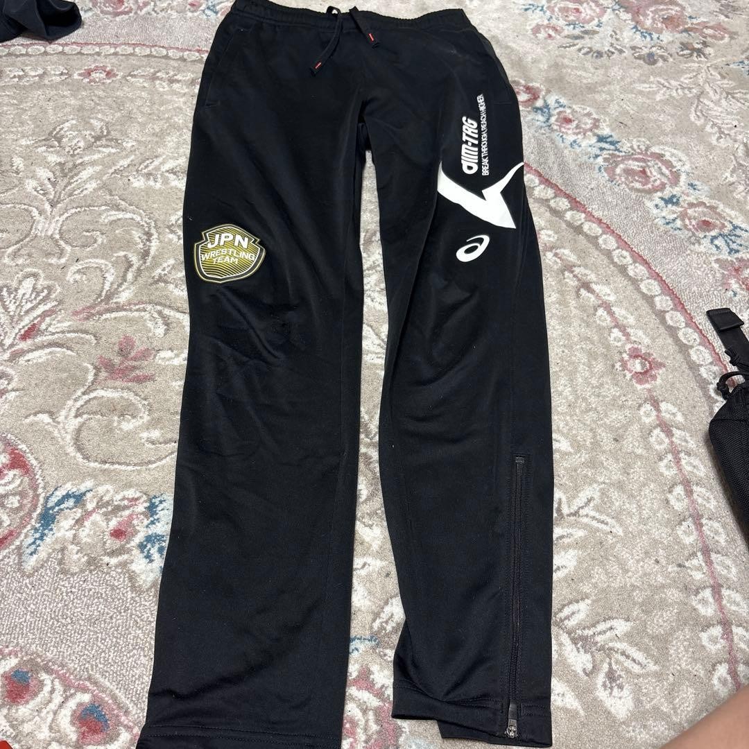 ASICS JPN Wrestling Team Track Pants Black Size M Japan National Team