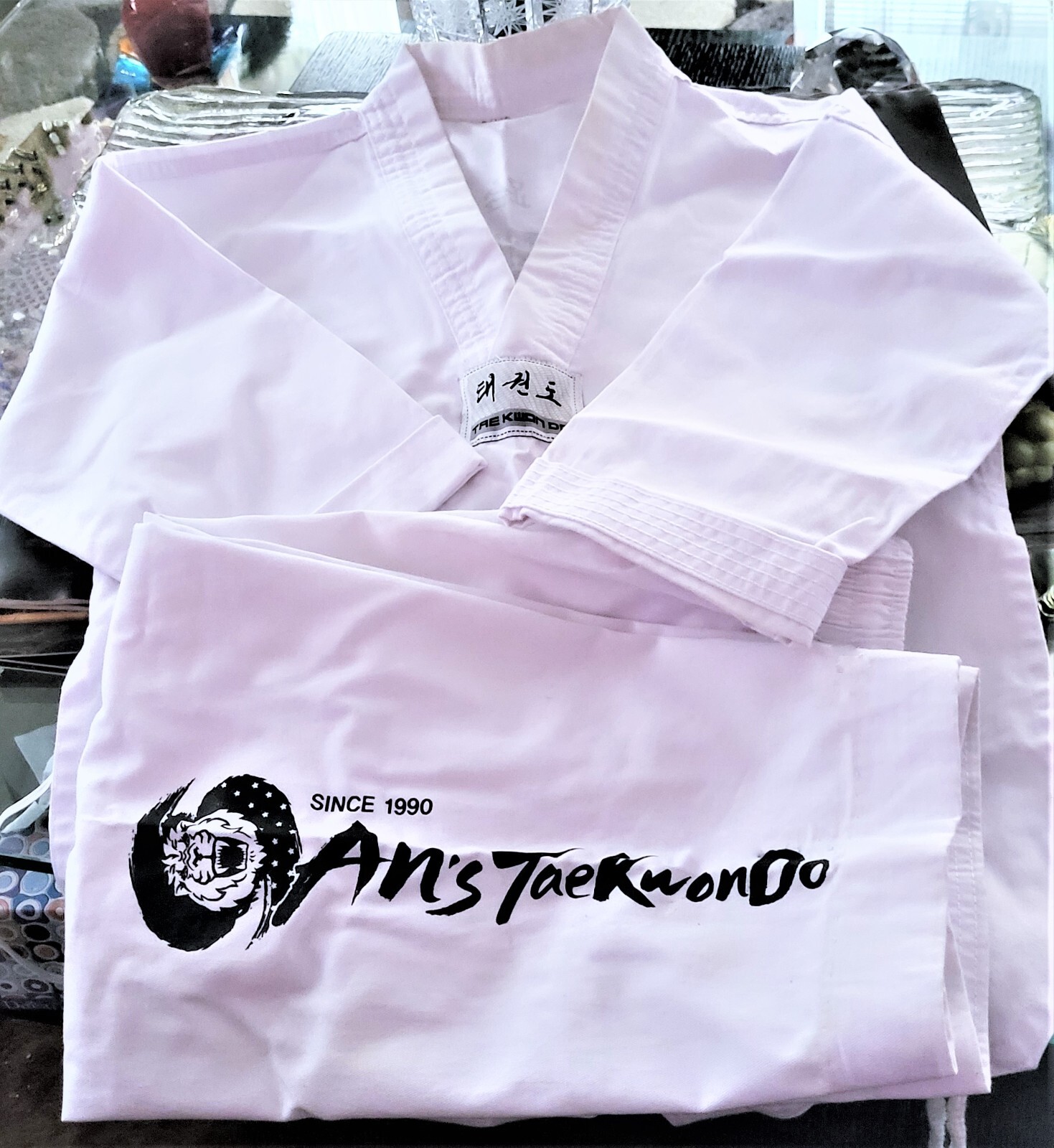 NEW Martial Arts AN’S TAEKWONDO Shirt AND PANTS Kids White SET SIZE 0/140