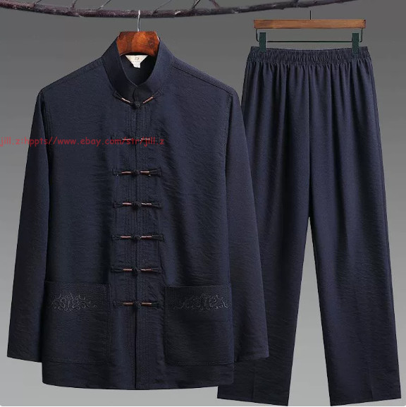 Kung Fu Uniform Men Chinese Traditional Tang Hanfu Martial Arts Tai Chi Suit Set