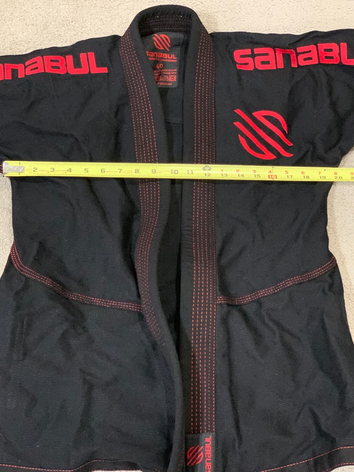 Sanabul Gi Top Brazilian Jiu Jitsu Size A0 Black Red Embroidery Martial Arts MMA