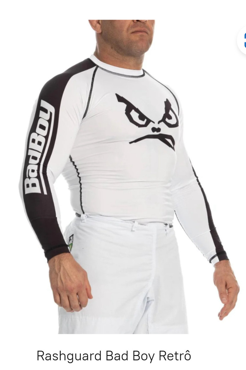 New Bad Boy Retro Rashguard Gi MMA BJJ Shirt Made in Brazil White Adult
