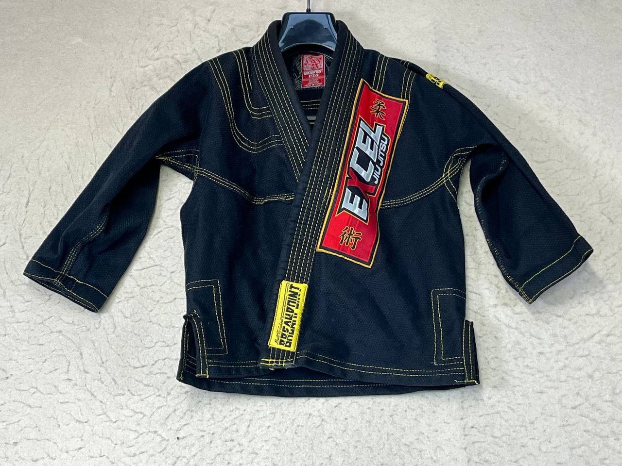 Breakpoint Size Kids K0 Jiu Jitsu kimono jacket top Only black 100% cotton