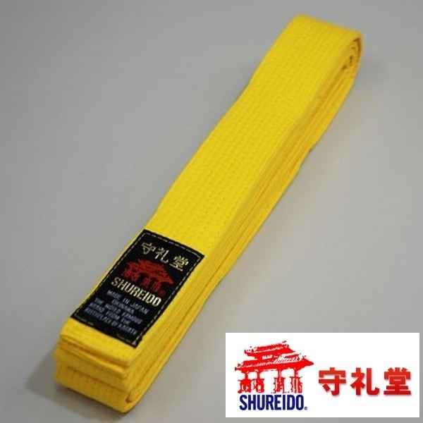 Shureido Karate Yellow Belt Obi 4cm Made in Japan Okinawa Official Brand New
