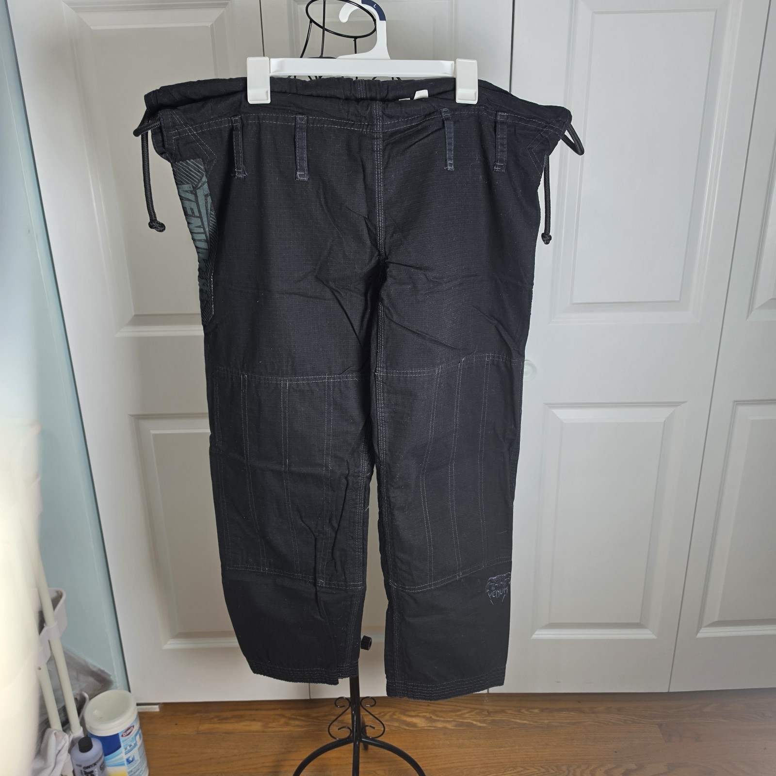 Venum Grappling Pants Black Ripstop BJJ MMA Training Drawstring