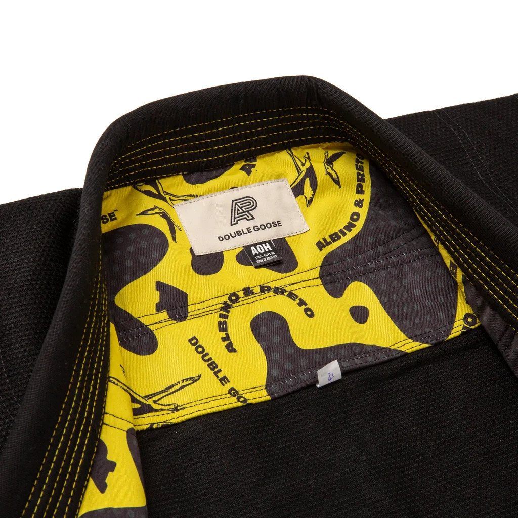 Albino and Preto A&P x DOUBLE GOOSE KIMONO Black BJJ Gi JIU JITSU Kimono 450 GSM