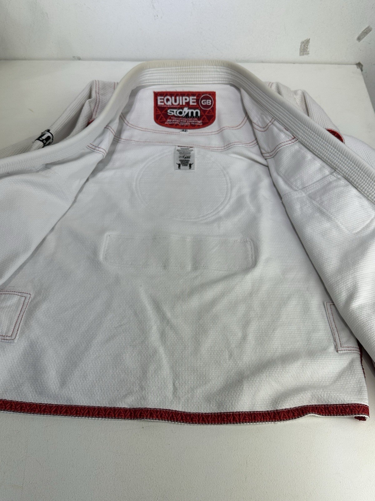 Storm Equipe GB Gracie Barra A2 BJJ Gi Uniform White Kimono Jacket Pants Set