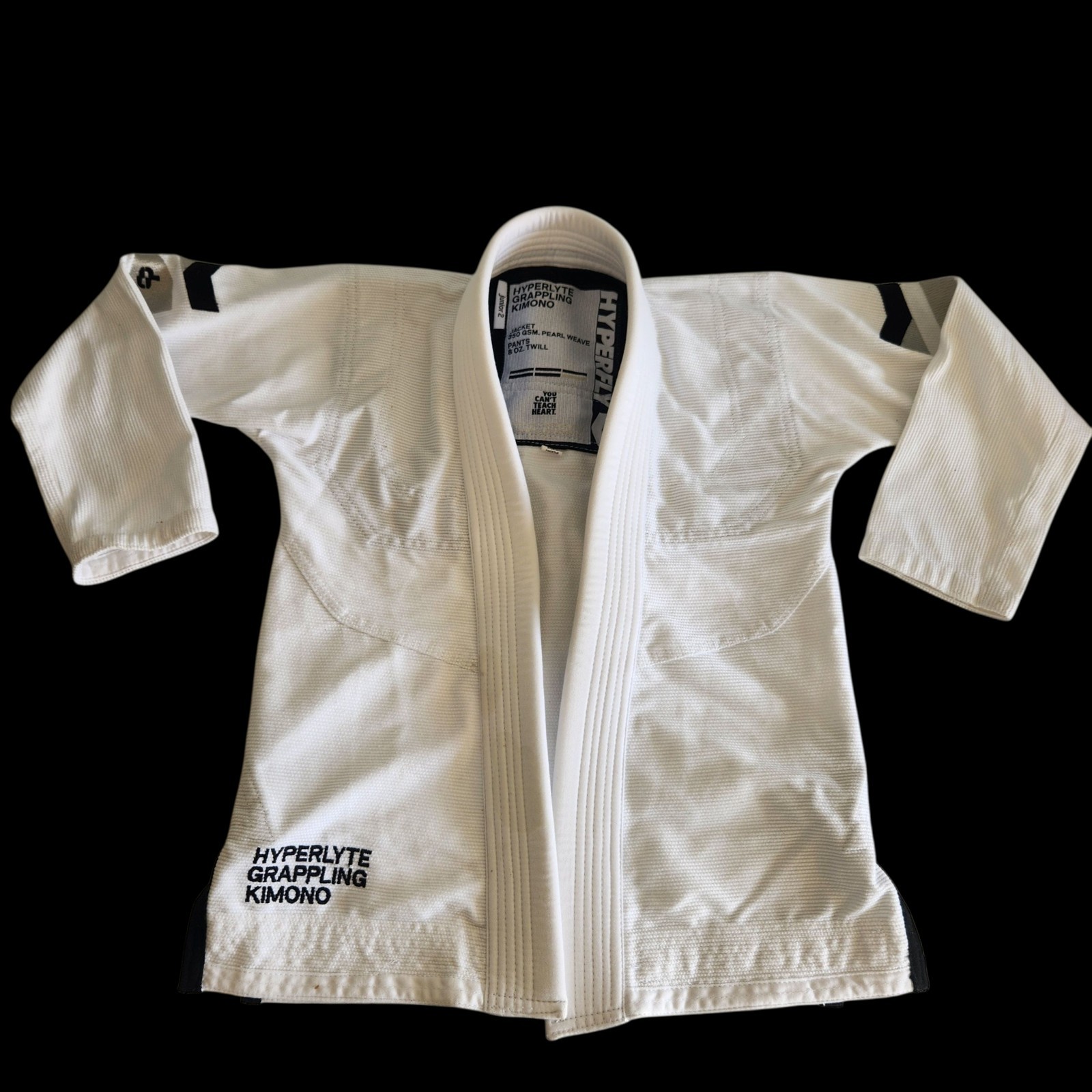 Hyperfly Gi Hyperlyte 350 GSM Pearl Weave Junior Size J2 Kids BJJ Gi Top White