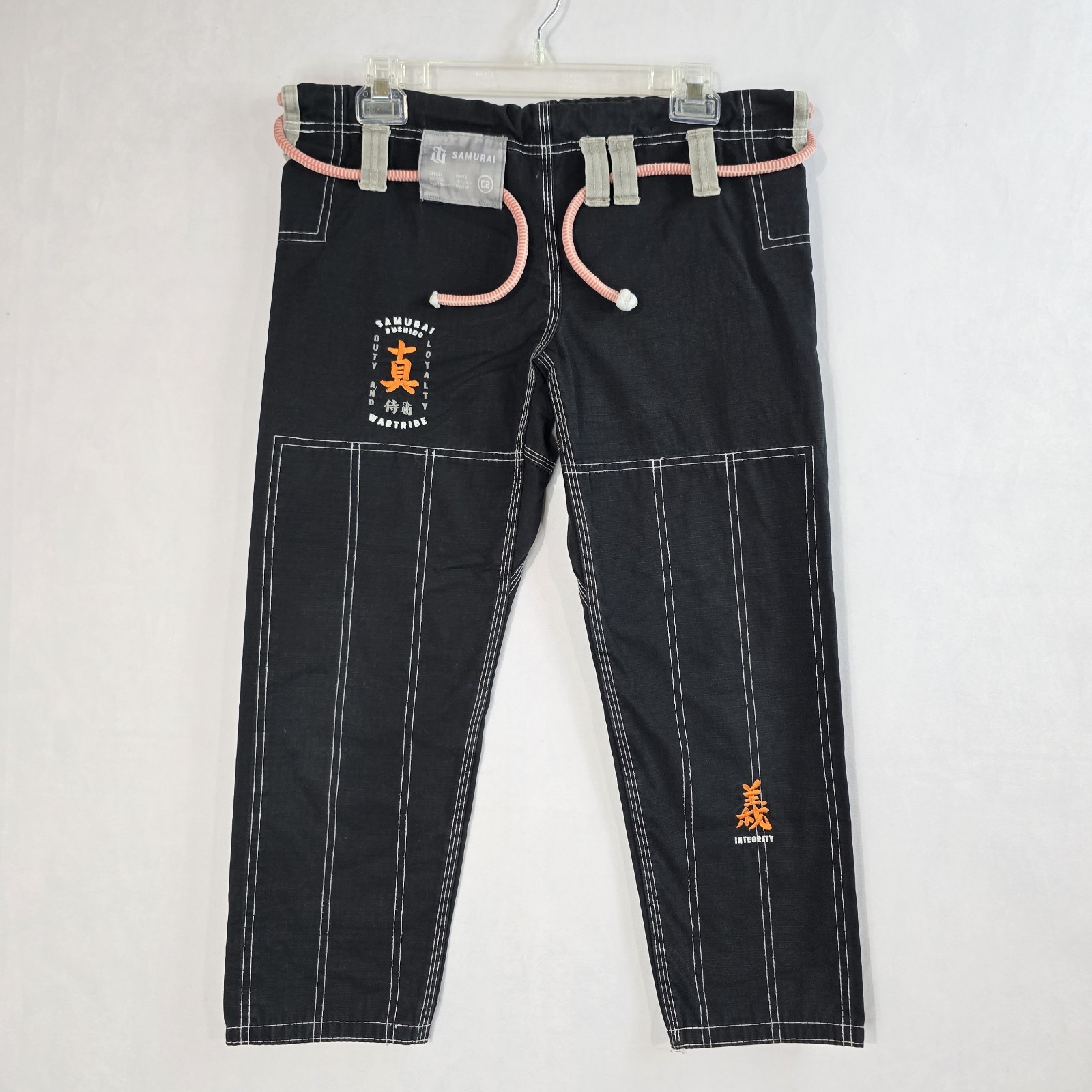 War Tribe Samurai Series BJJ Gi Pants Black Ripstop Youth Size C2 Kids Jiu Jitsu