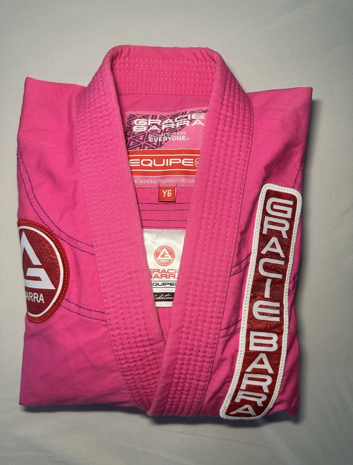 Gracie Barra Equipe Jiu-Jitsu Gi Pink Y6 Kids Unisex Uniform Set