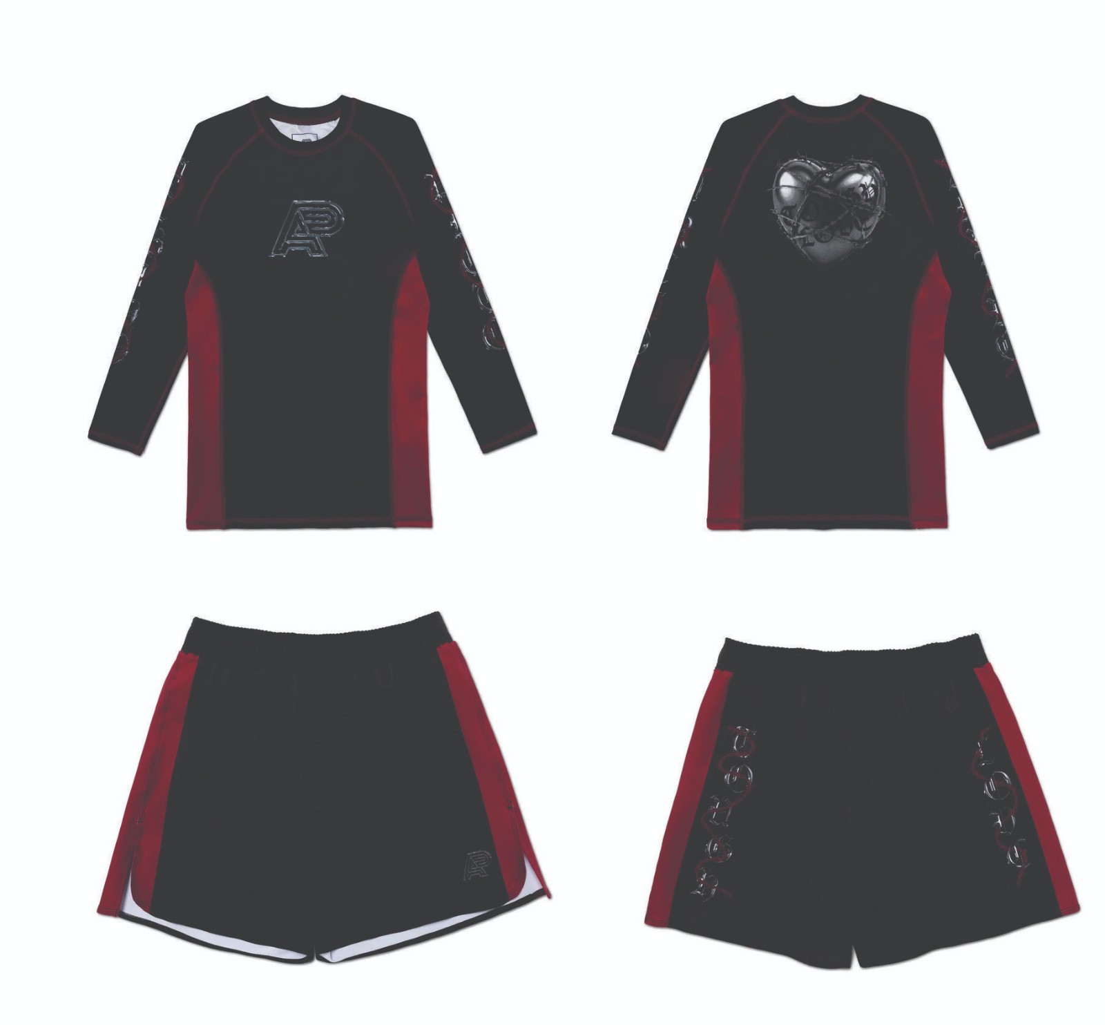 Albino and Preto TOUGH LOVE Rash Guard LS Short Bjj No Gi Uniform Kimono Apparel