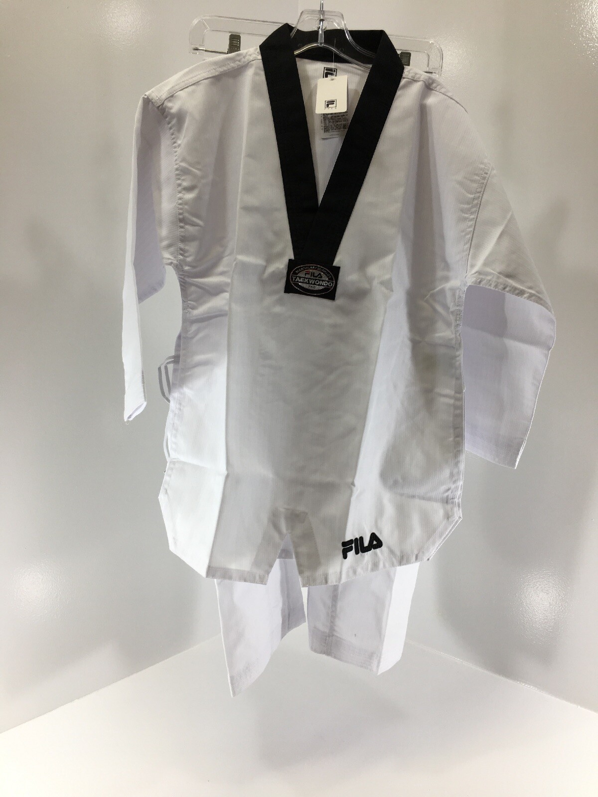 Fila Unisex Youth 2 PC Taekwondo Uniform Top & Pants Set White/Black US:14 NWT @