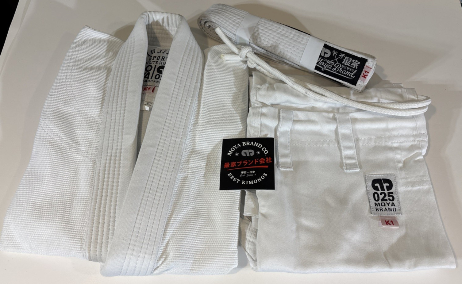 Moya Brand Kids GI 25 Flagship Jiu Jitsu Complete Kimono Size K1 White 025