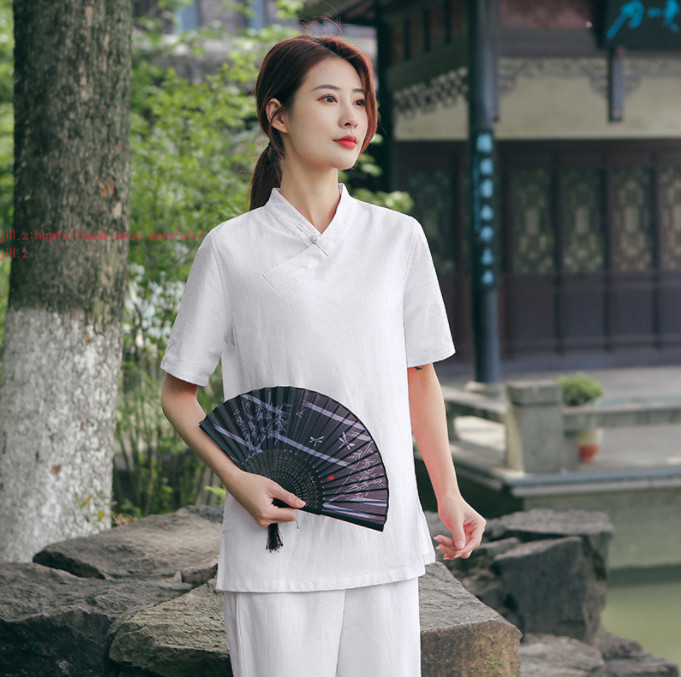 New Women Chinese Martial Arts Wushu Tai Chi Yoga Set Linen Kung Fu Suit Uniform