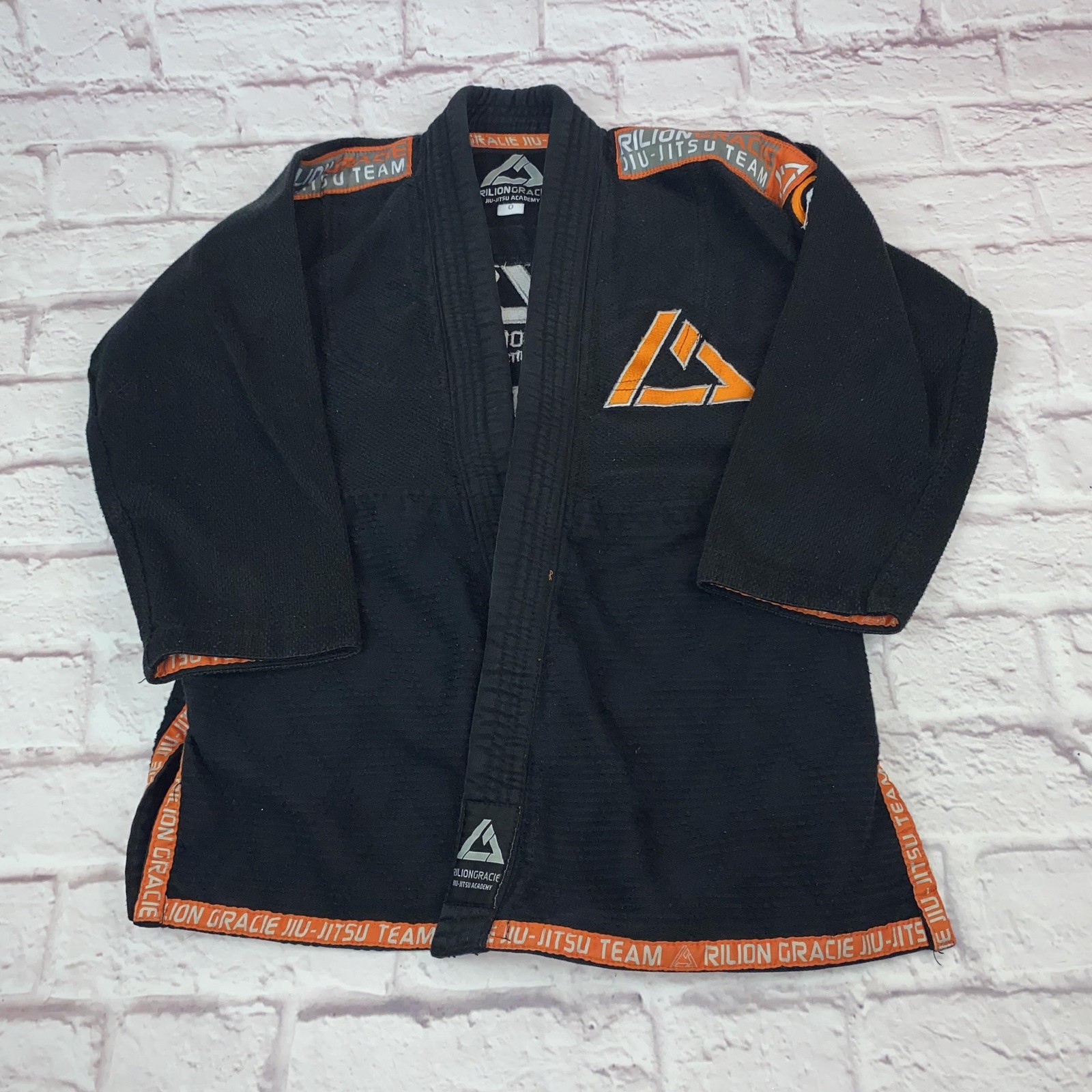 Rilion Gracie Jiu-Jitsu Gi Jacket Size 0 Black Orange Youth Martial Arts Team
