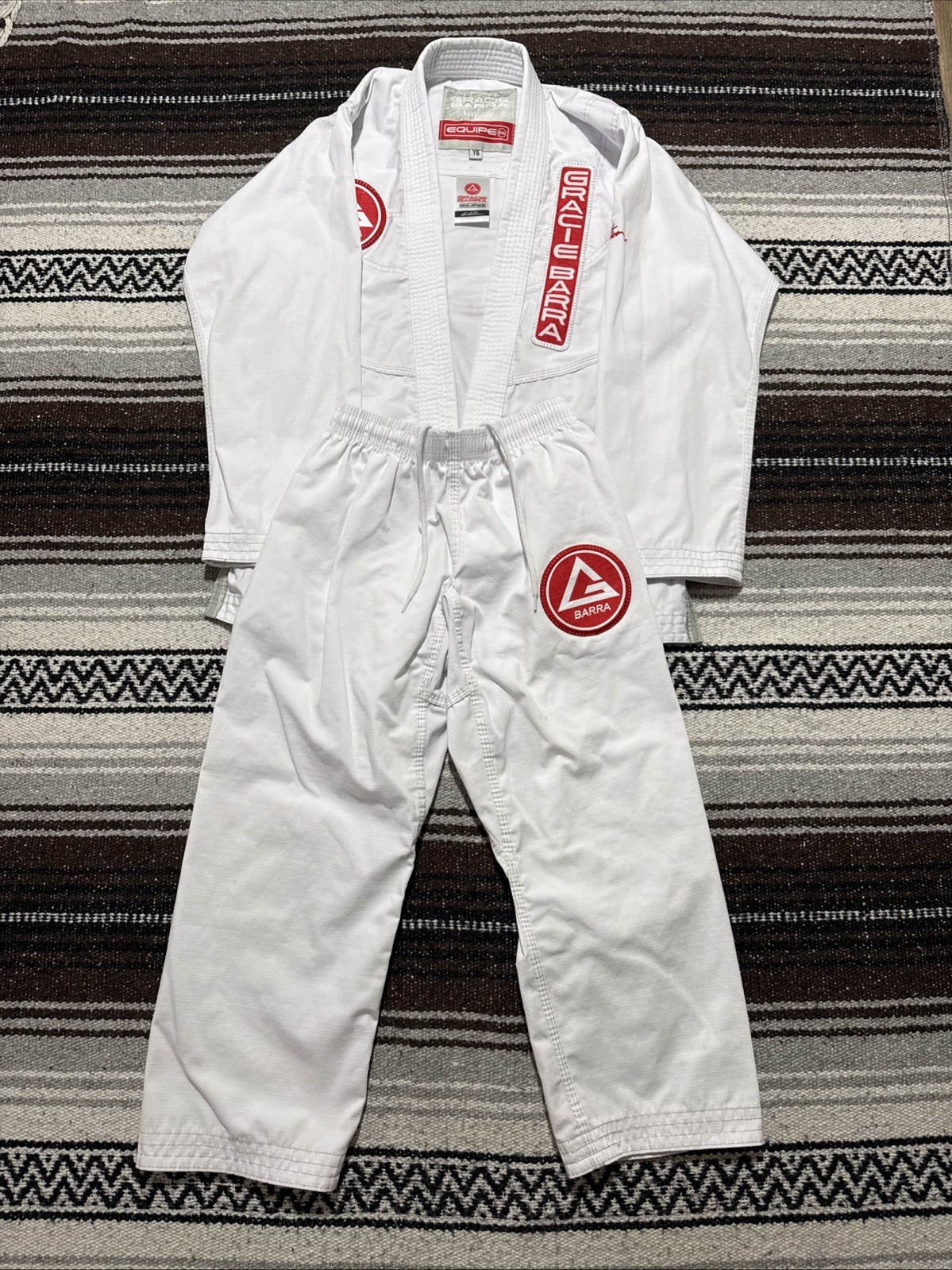 Equipe Gracie Barra Kimono & Pants BJJ Jiu Jitsu Gi Youth Size Y6 White