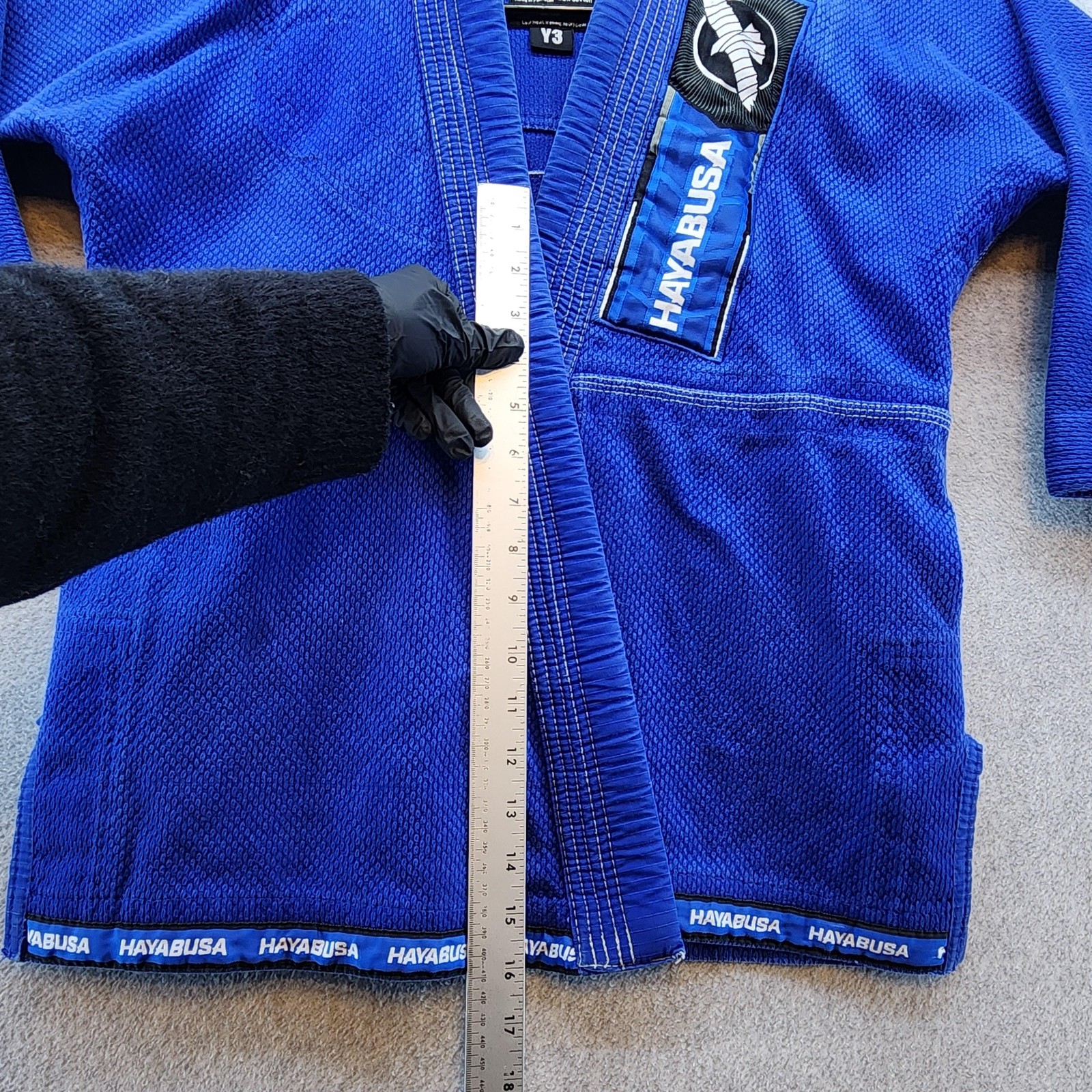 Hayabusa Gold Weave BJJ Jiu Jitsu Gi Jacket Top Youth Y3 Blue 100% Cotton Kimono