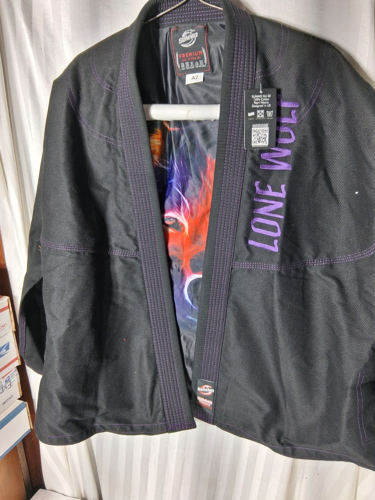 Summo Lone Wolf Premium JIU-JITSU GI A2 Black Purple Embroidery Top & Pants New