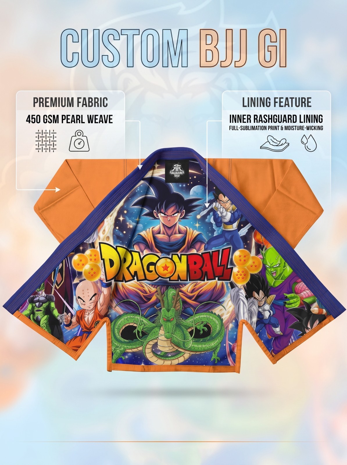 Custom Dragon Ball BJJ Gi 450 GSM Pearl Weave | Anime Jiu Jitsu Kimono