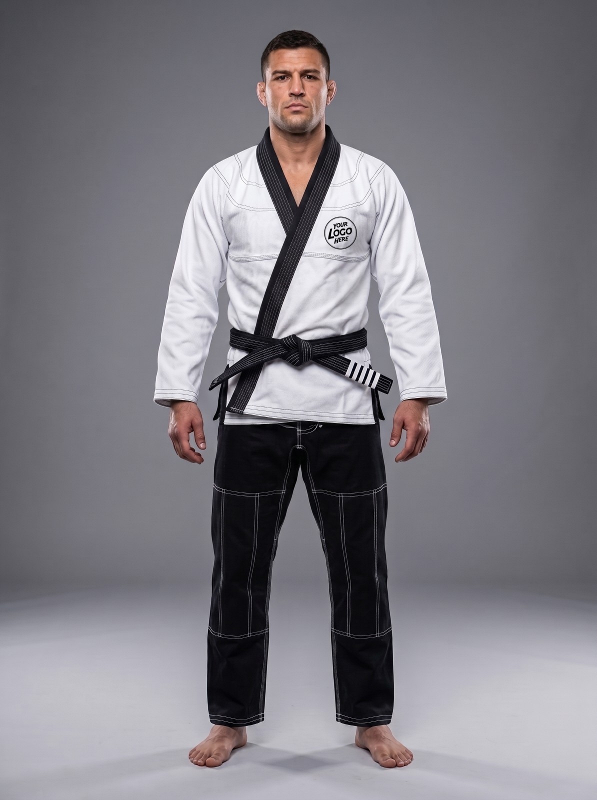 Custom BJJ Gi White 450 GSM Pearl Weave Electric Mouse Inspired Inner Lining
