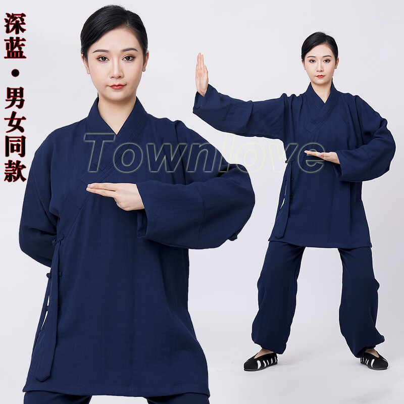 Unisex Wudang Taoist Cotton Linen Robe Kung Fu Tai Chi Uniform Martial Arts Suit