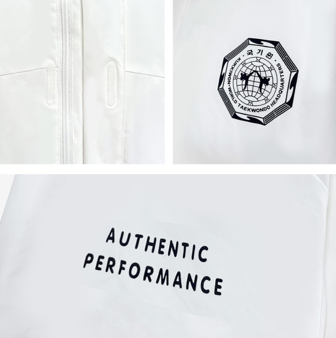 Kukkiwon Taekwondo Martial Arts Windbreaker White Full Zip Authentic