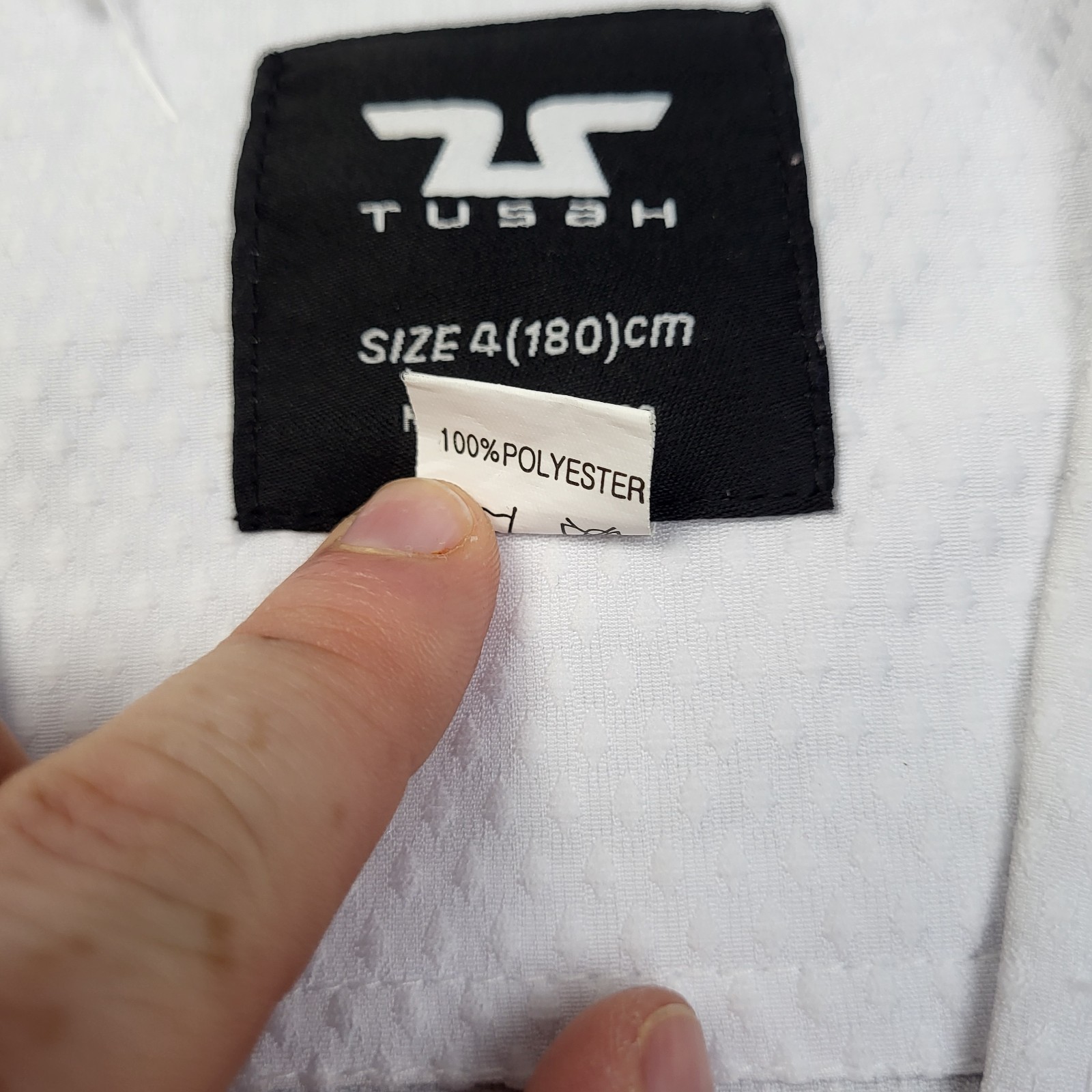 Tusah Taekwondo Uniform 4/180cm Top White V-Neck Embroidery