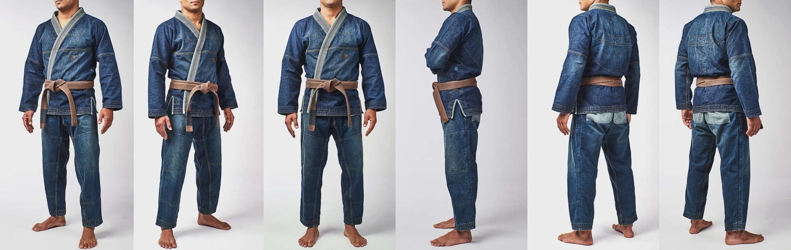 Dark Selvedge Denim Jiu Jitsu Gi Blue BJJ Kimono Martial Arts Karate Uniform
