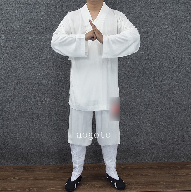 New White Shaolin Wudang Taoist Robe Tai Chi Suit Kung Fu Arts Uniforms