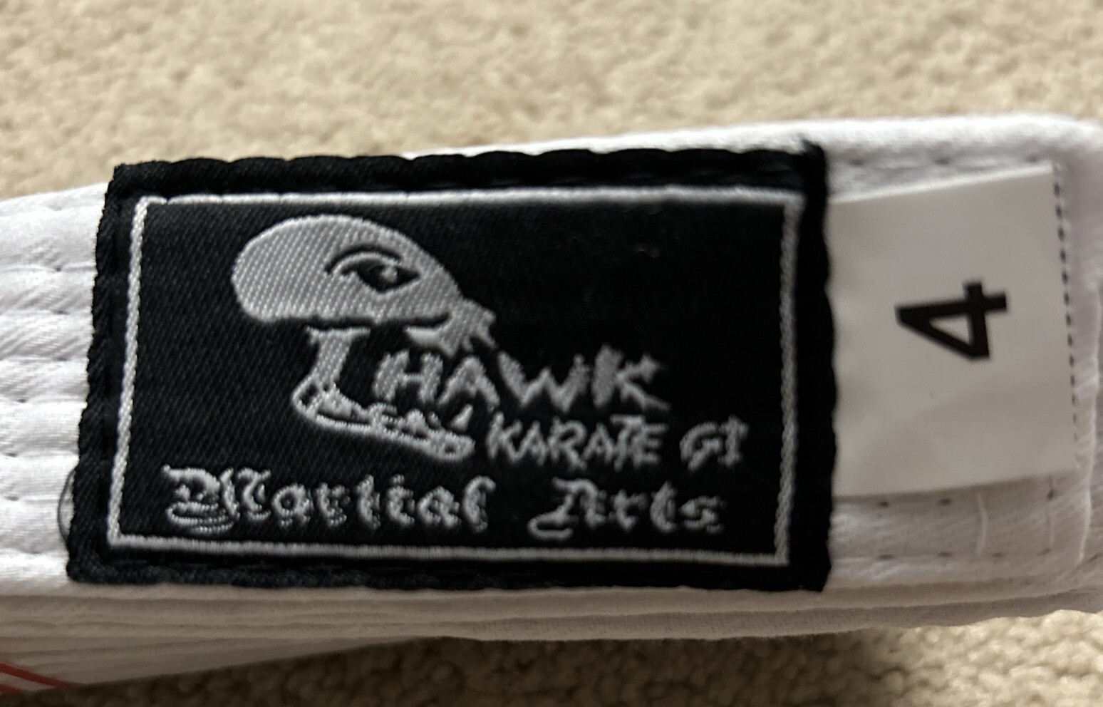 Hawk Karate Martial Arts Unisex Traditional GI Jiu Jitsu Belt White Size 4
