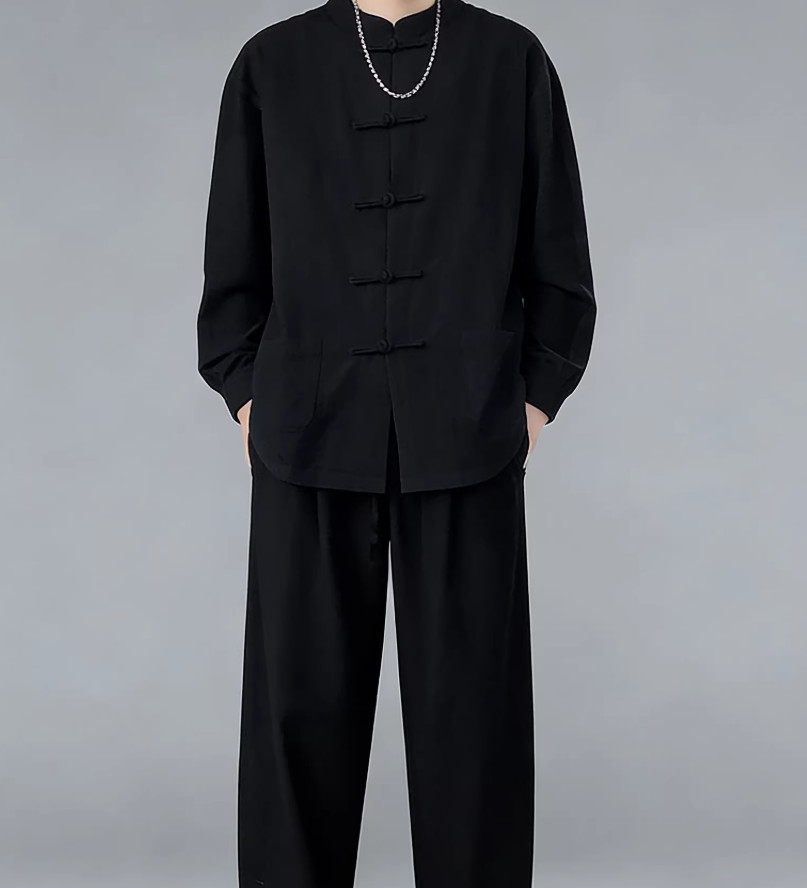Summer Men’s Tang Suit Traditional Kung Fu Tai Chi Shirt and Pants Uniform Sets