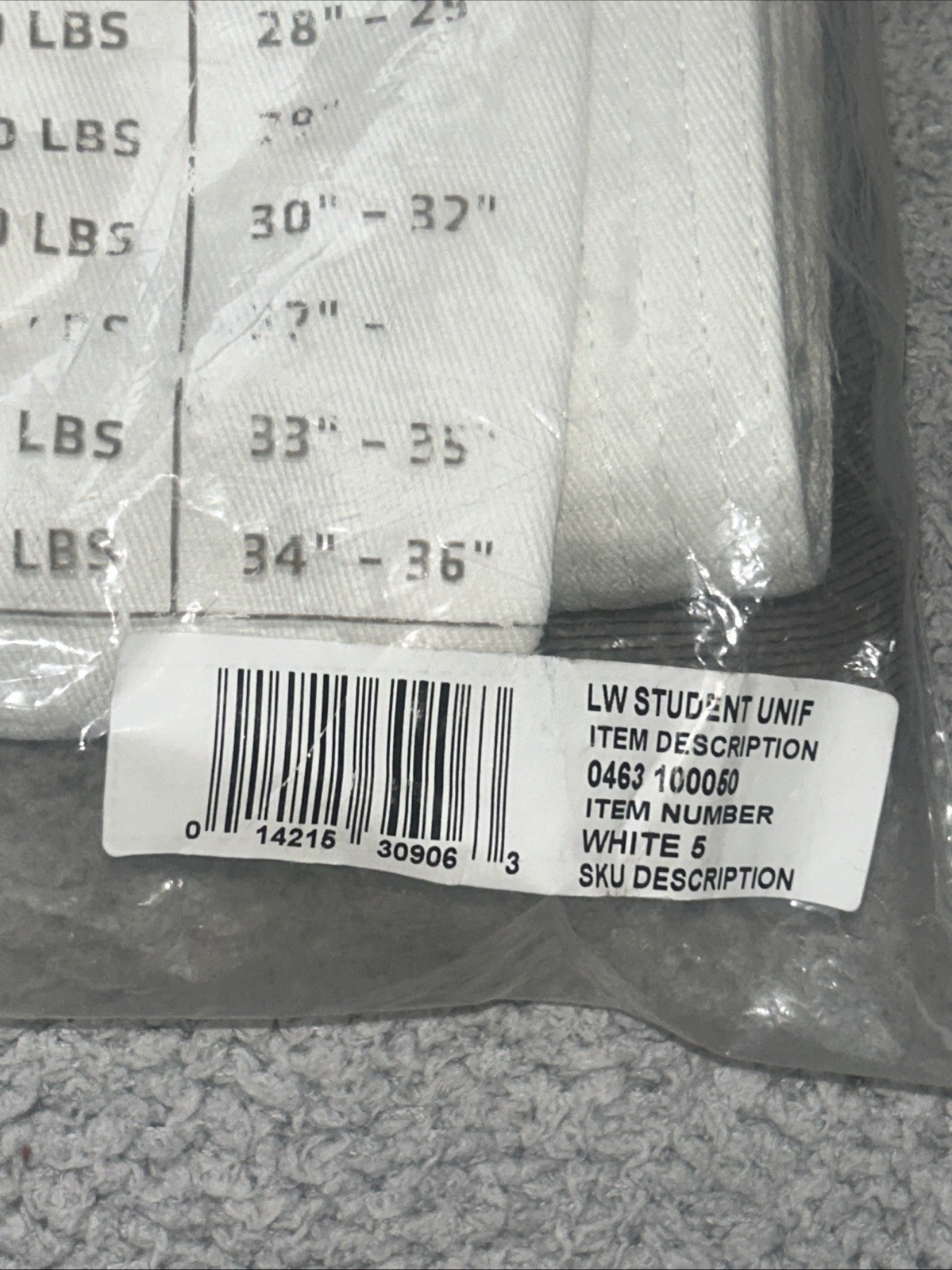 Century Matrial Arts Lightweight 6 oz Student Uniform Size 5 White with belt NIB