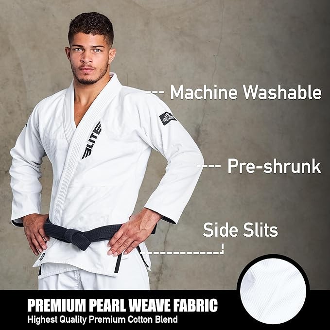 Elite Sports BJJ GI for Men IBJJF Kimono BJJ Jiu Jitsu GI W/Preshrunk Fabric, A4