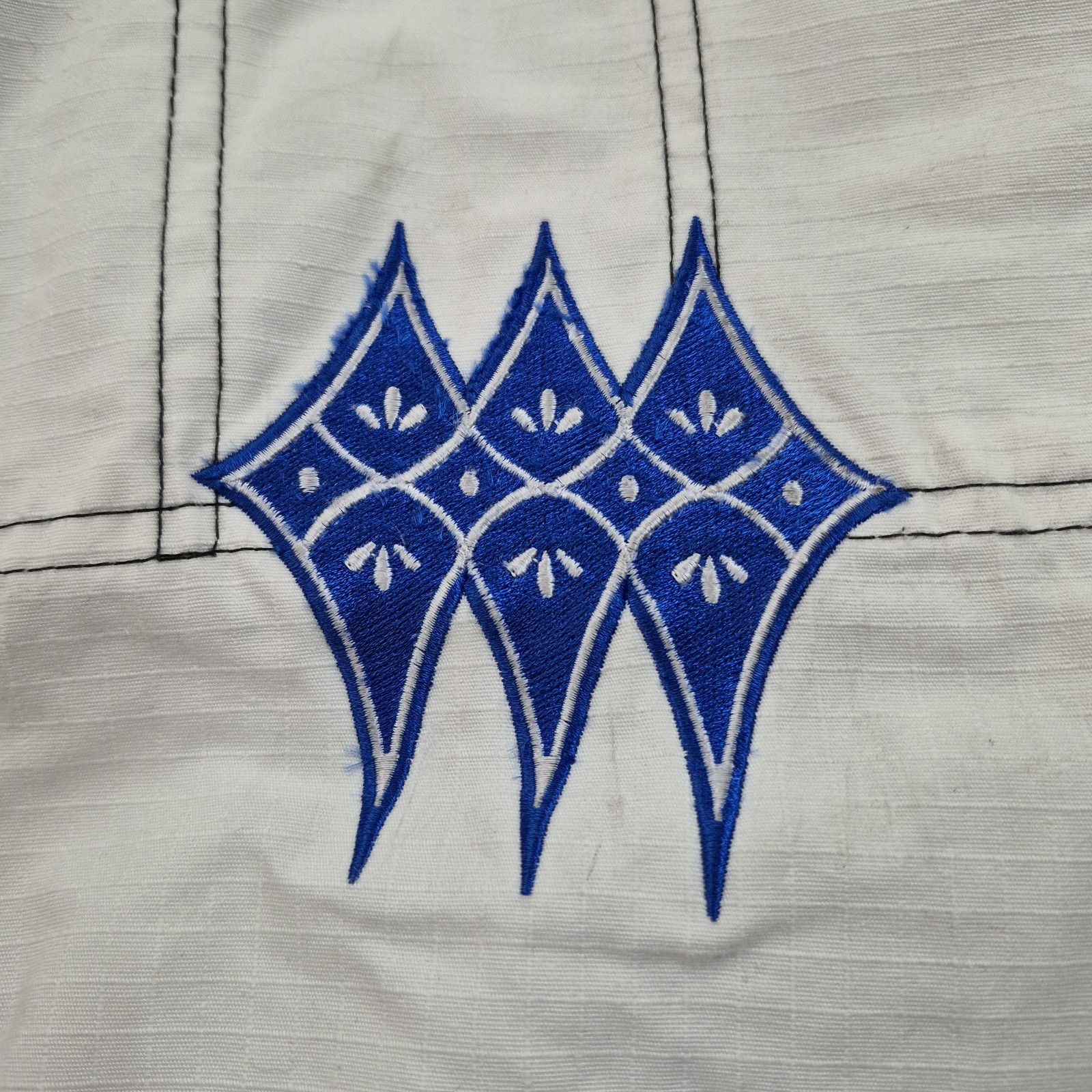 Brazilian Jiu Jitsu A1 Ripstop Gi Pants White Blue Embroidered Adult Mens