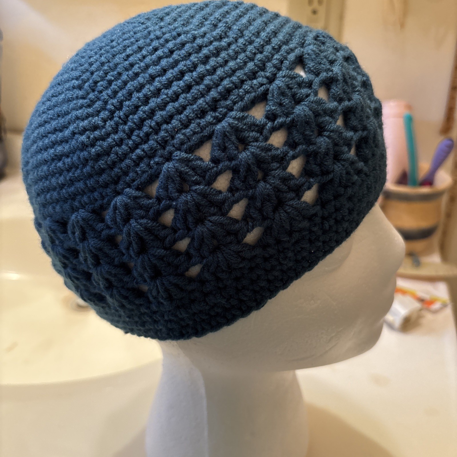 Medium Blue Islamic Skullcap One Size Cotton Nice!!