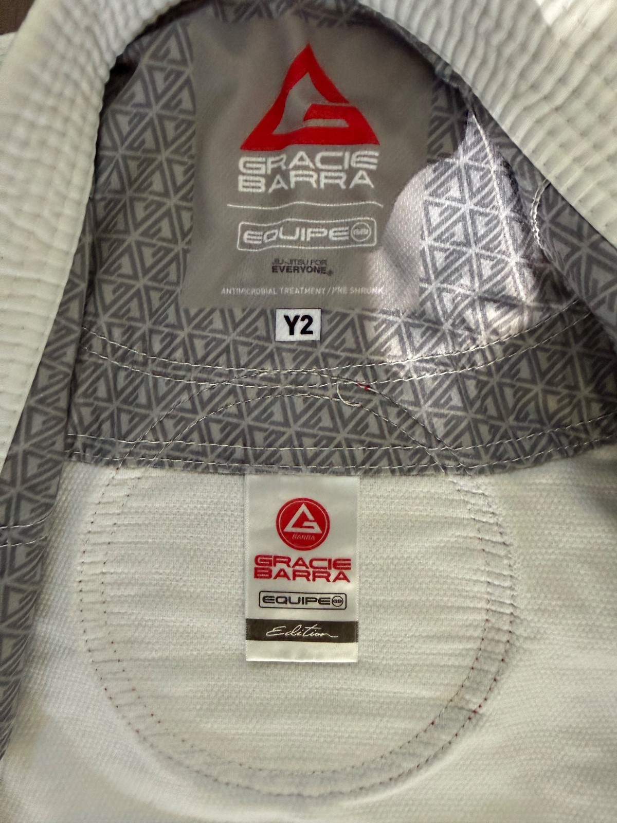 GRACIE BARRA Jiu Jitsu Equipe GB Kimono Jacket Pants WHITE Kids Unisex Size Y2