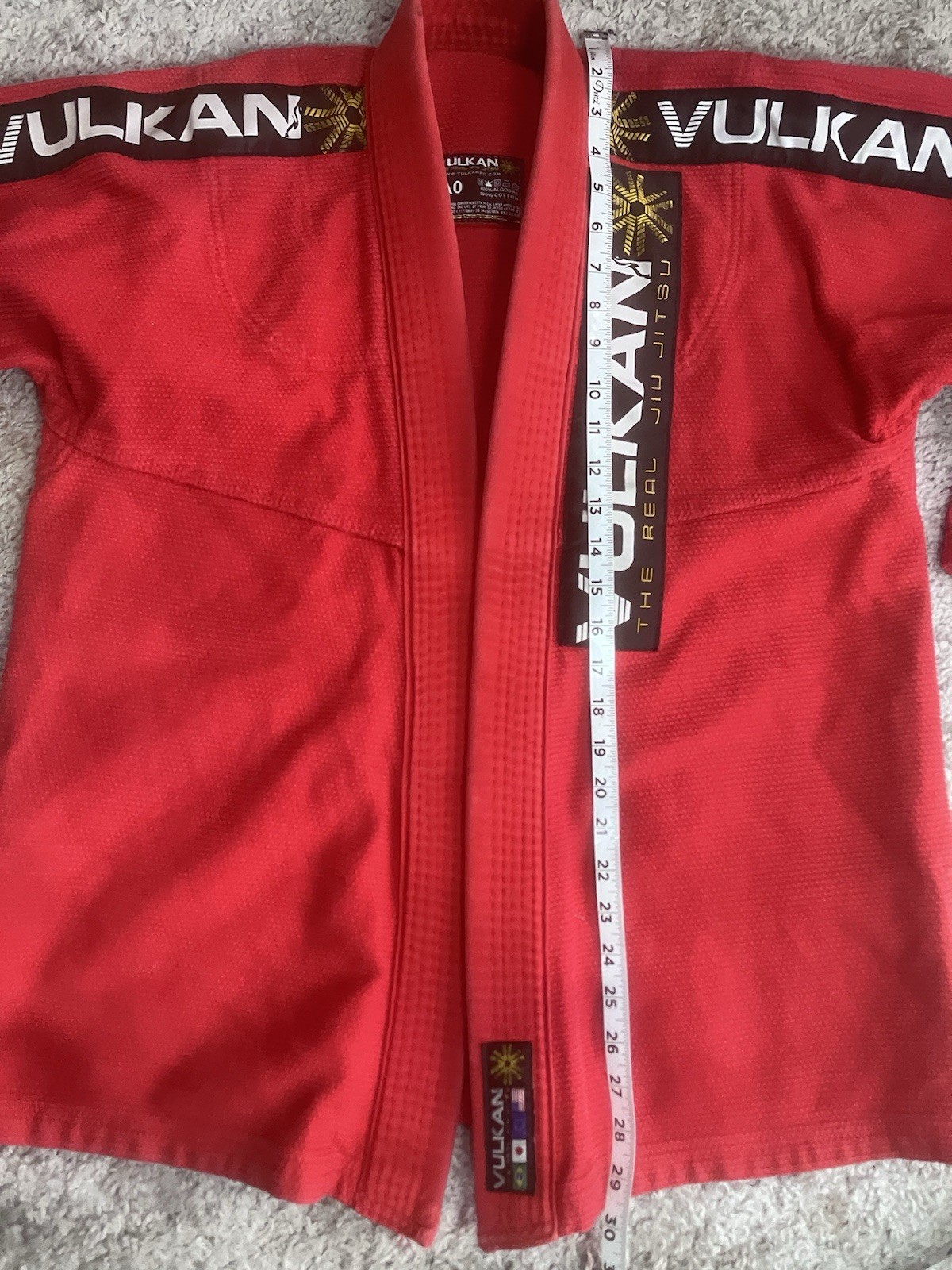 VULKAN Brazilian Jiu Jitsu GI Pro Light Size A0 Red Jacket Top Men’s