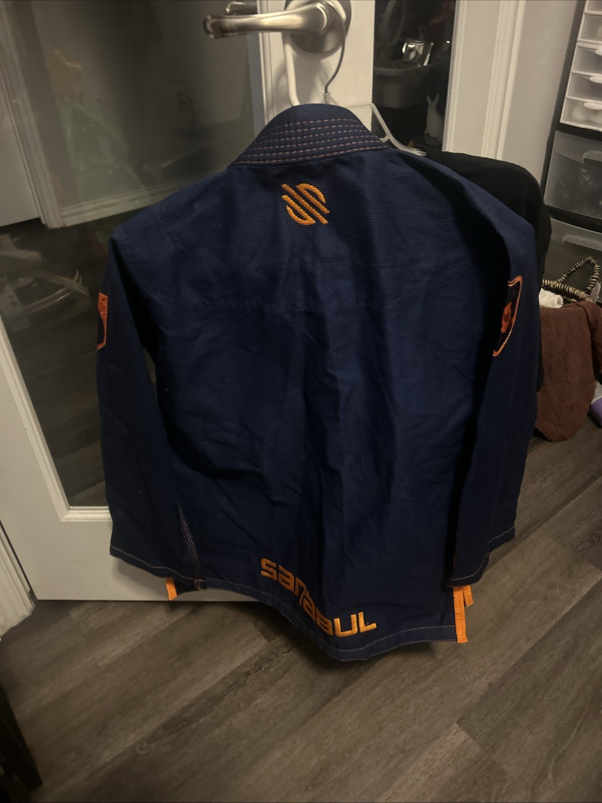 Sanabul K1 Kids Jacket Navy Blue Orange Trim Brazilian Jiu Jitsu Martial