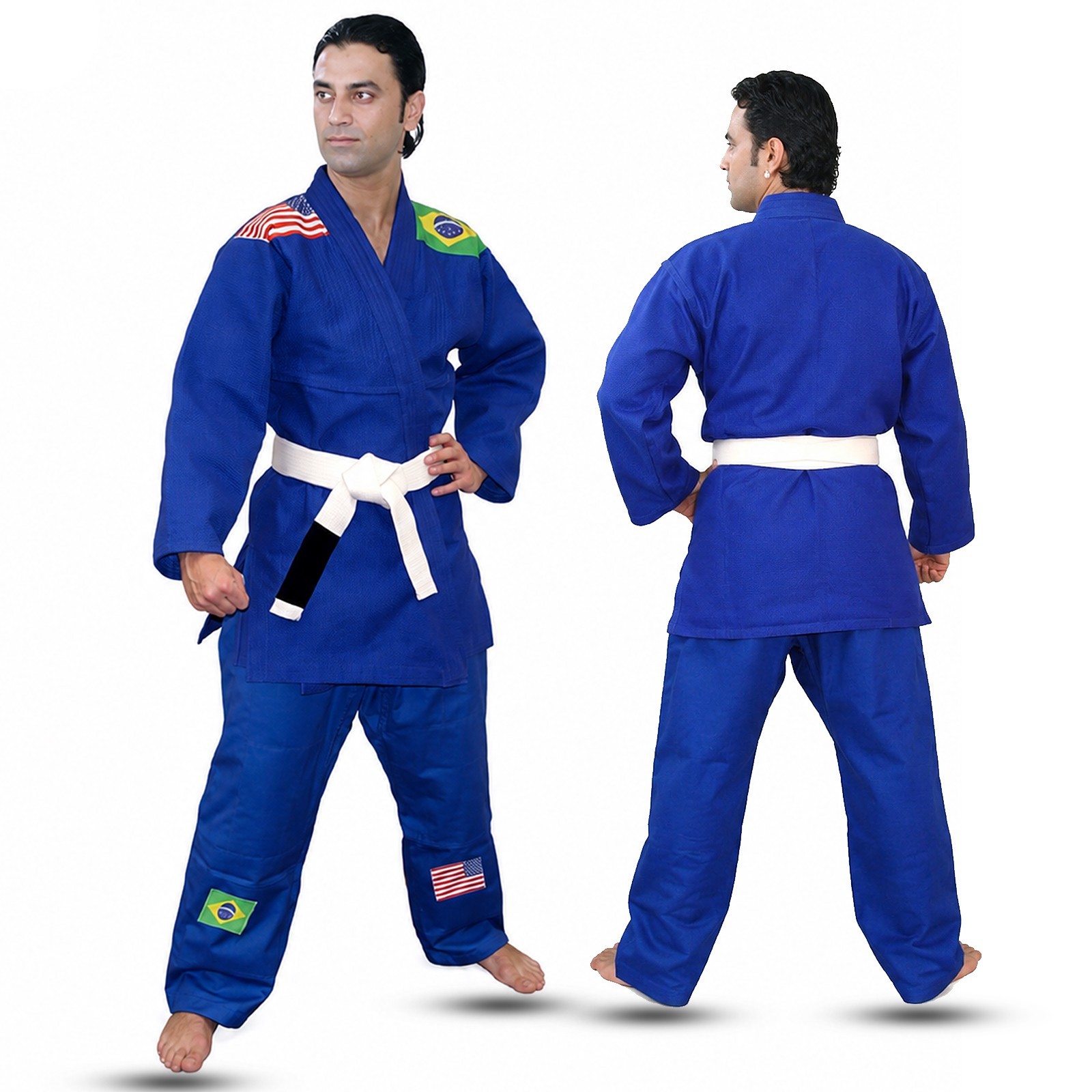 Gold Weave BJJ Gi Blue Brazilian Jiu Jitsu Kimono Adult Training Uniform 550gsm