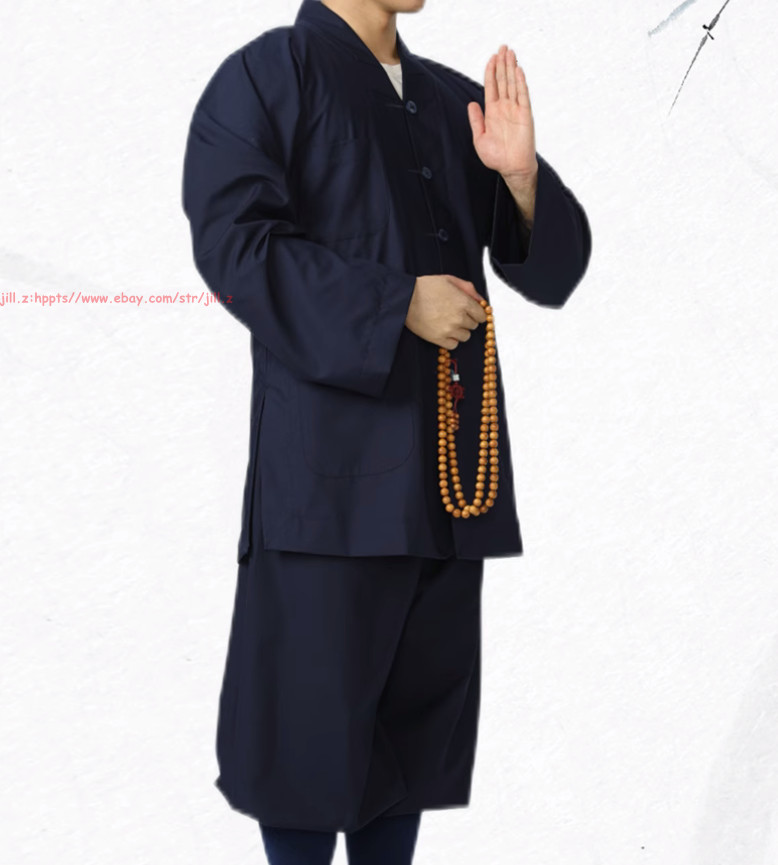 High Quality Casual Suits Buddhist Monk Religion Sets V-Neck Shirt+Pant Uniform