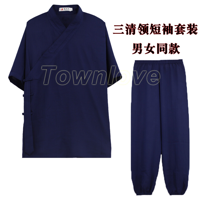 Unisex Wudang Taoist Cotton Linen Robe Kung Fu Tai Chi Uniform Martial Arts Suit