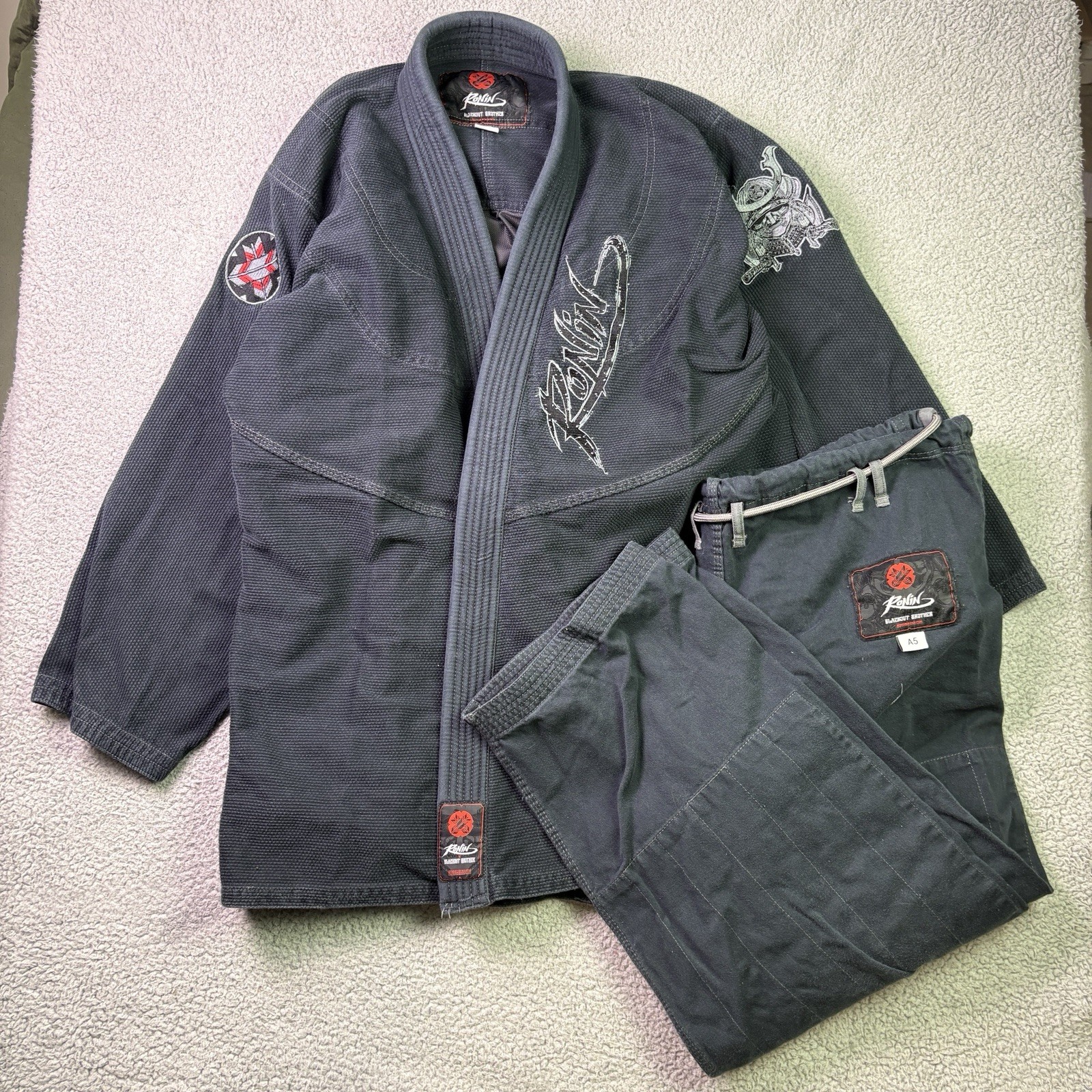 Ronin Brand Brazilian Jiu Jitsu Gi Uniform Set Black Blue Size A5 BJJ