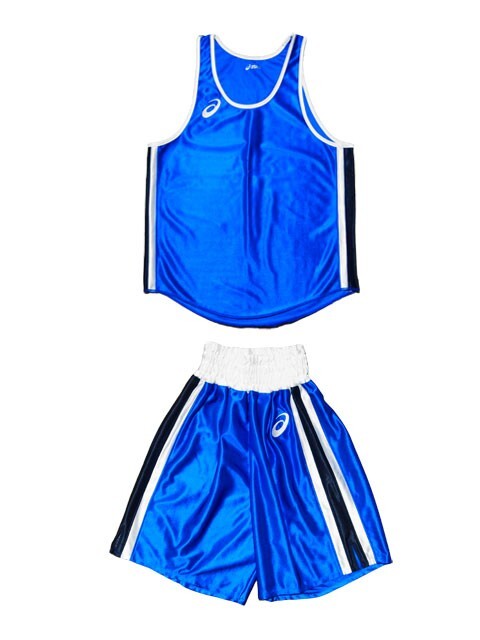 ASICS Amateur Boxing Wear Set / Top & Trunks Blue NEW