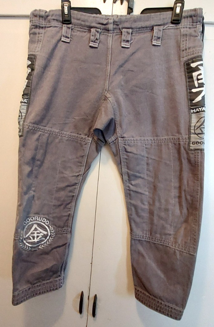 Combat Hayabusa Goorudo Pants Adult Size A2 Gray Jujitsu MMA Drawstring Athletic
