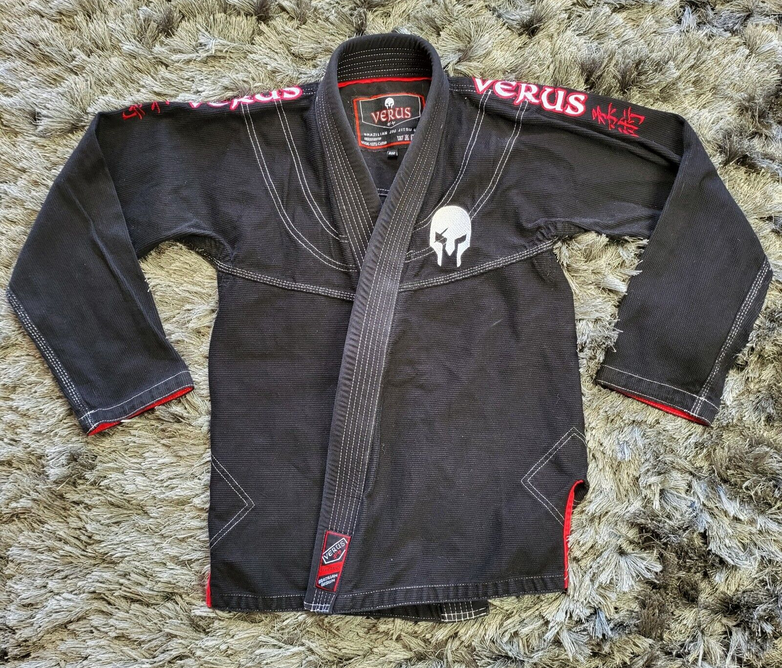 Verus Brazilian Jiu Jitsu Gi Men’s Size A00 Black Cotton Long Sleee Embroidered
