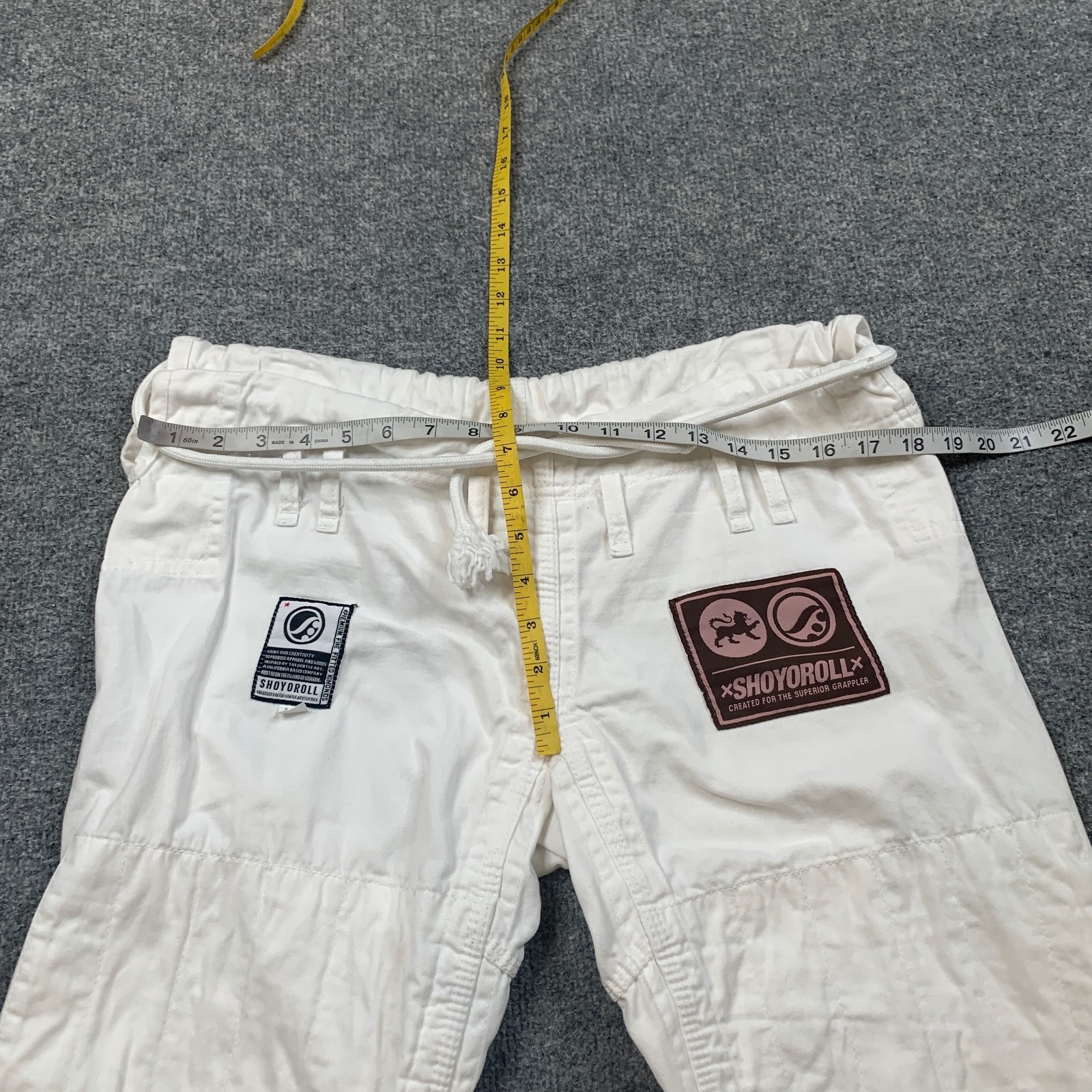 Shoyoroll Gi Pants Adult A1F Fitted Slim White Cotton Drawstring Jiu Jitsu BJJ
