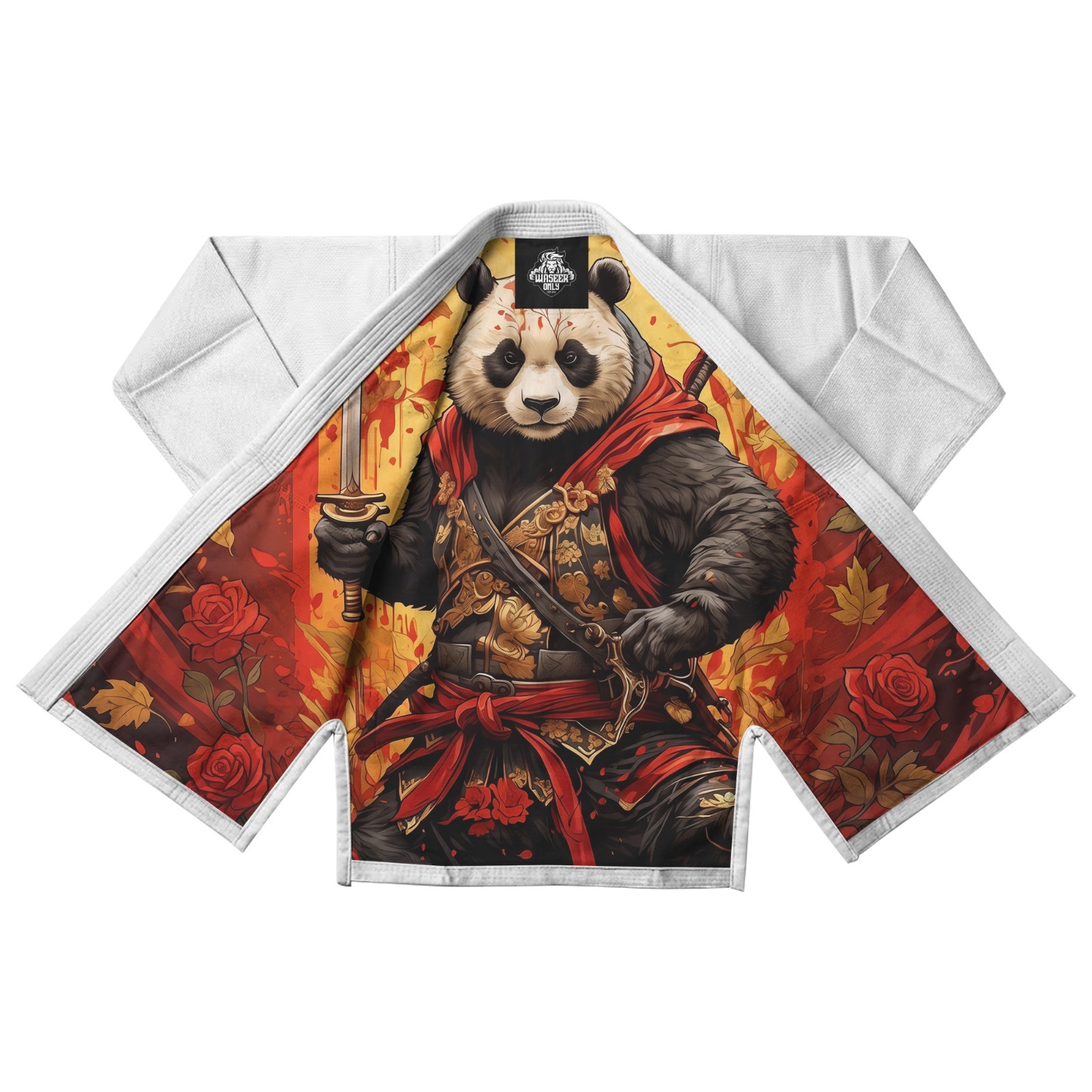 Premium White BJJ Gi Panda Warrior Inner Design | Pearl Weave Jiu Jitsu Kimono