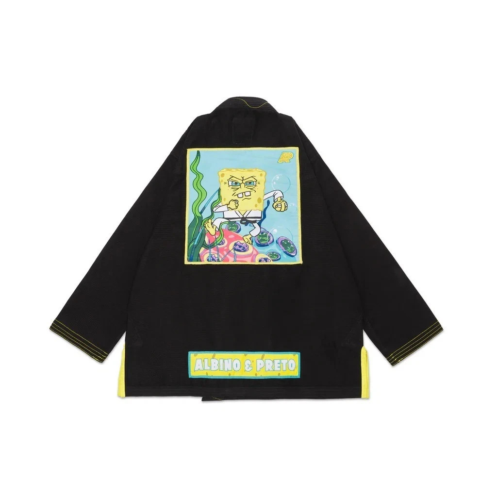 Albino and Preto x SPONGEBOB 2 ADULT Black GI JIU JITSU Kimono 450 GSM