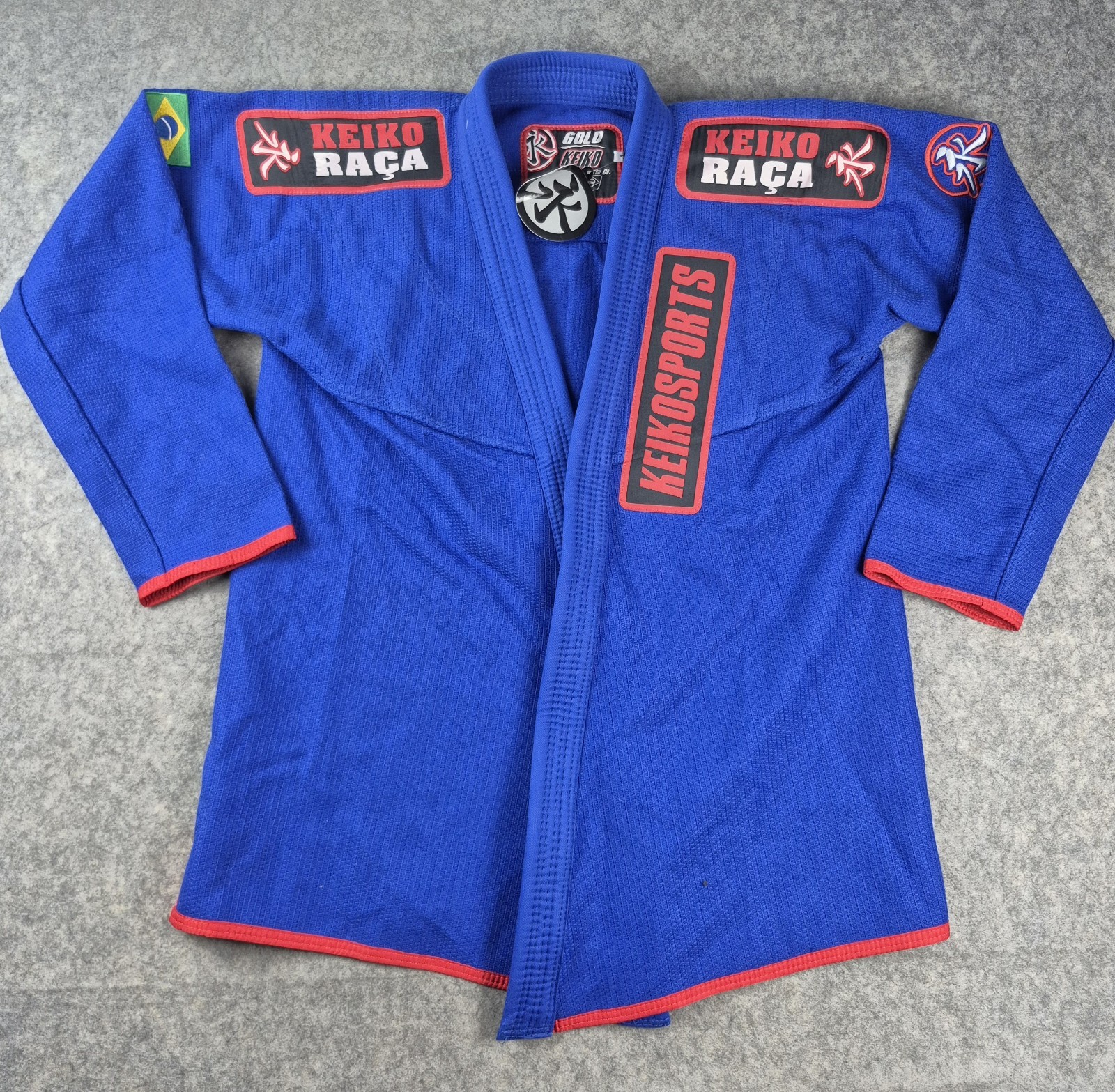 Keiko Raca Brazilian Jiu Jitsu Blue Gi Top Kimono Size 4 BJJ Gold Heavy NEW