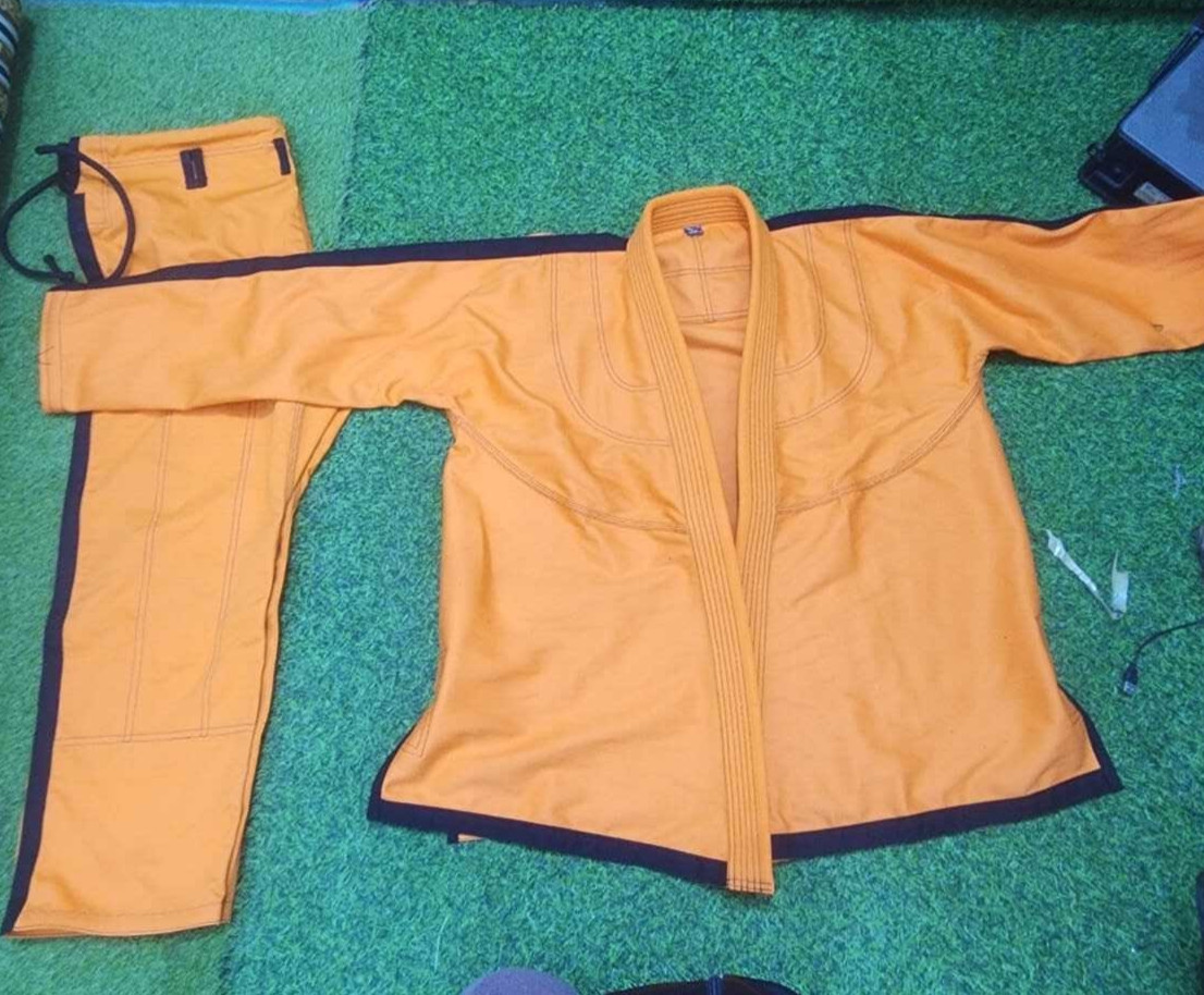 Handmade Mens BJJ Gi Brazilian Jiu Jitsu Kimono GI Uniform Orange Lightweight